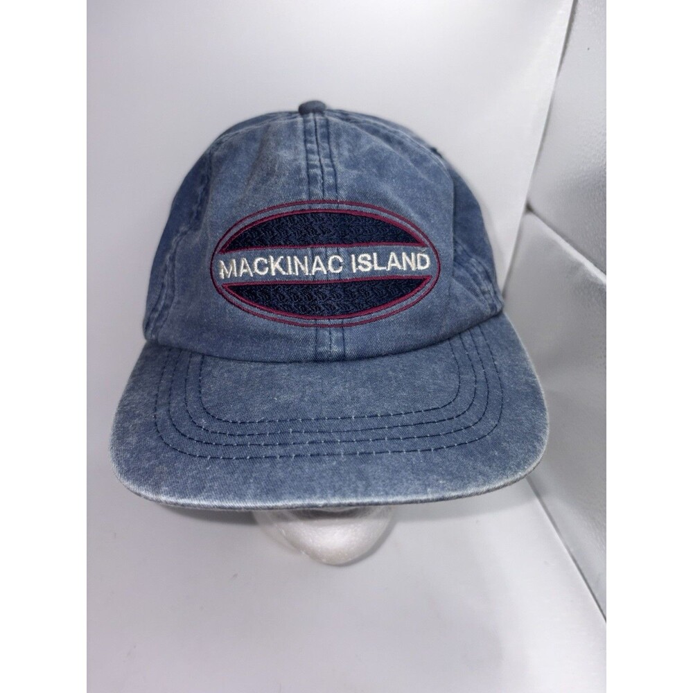 Mackinac Island Baseball Hat Cap Denim Buckle One Size Embroidered Souvenir